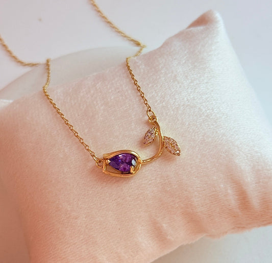 Purple tulip necklace