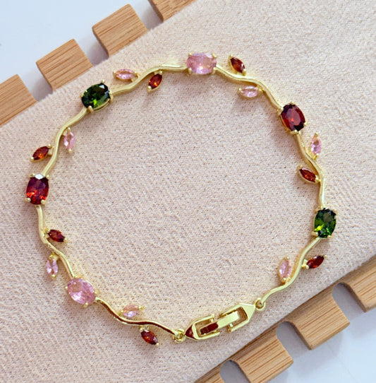 Multi-coloured 2 tulip bracelet