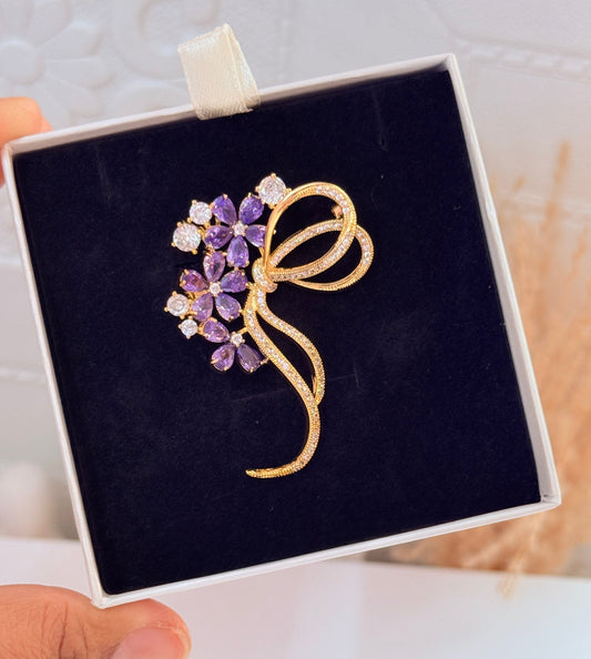 Purple Bow brooch