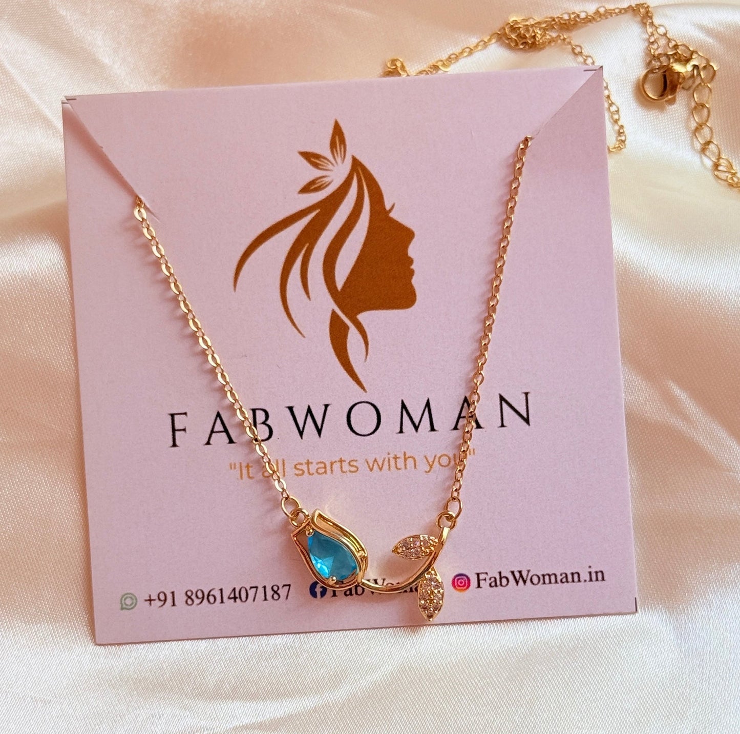 Light blue tulip necklace