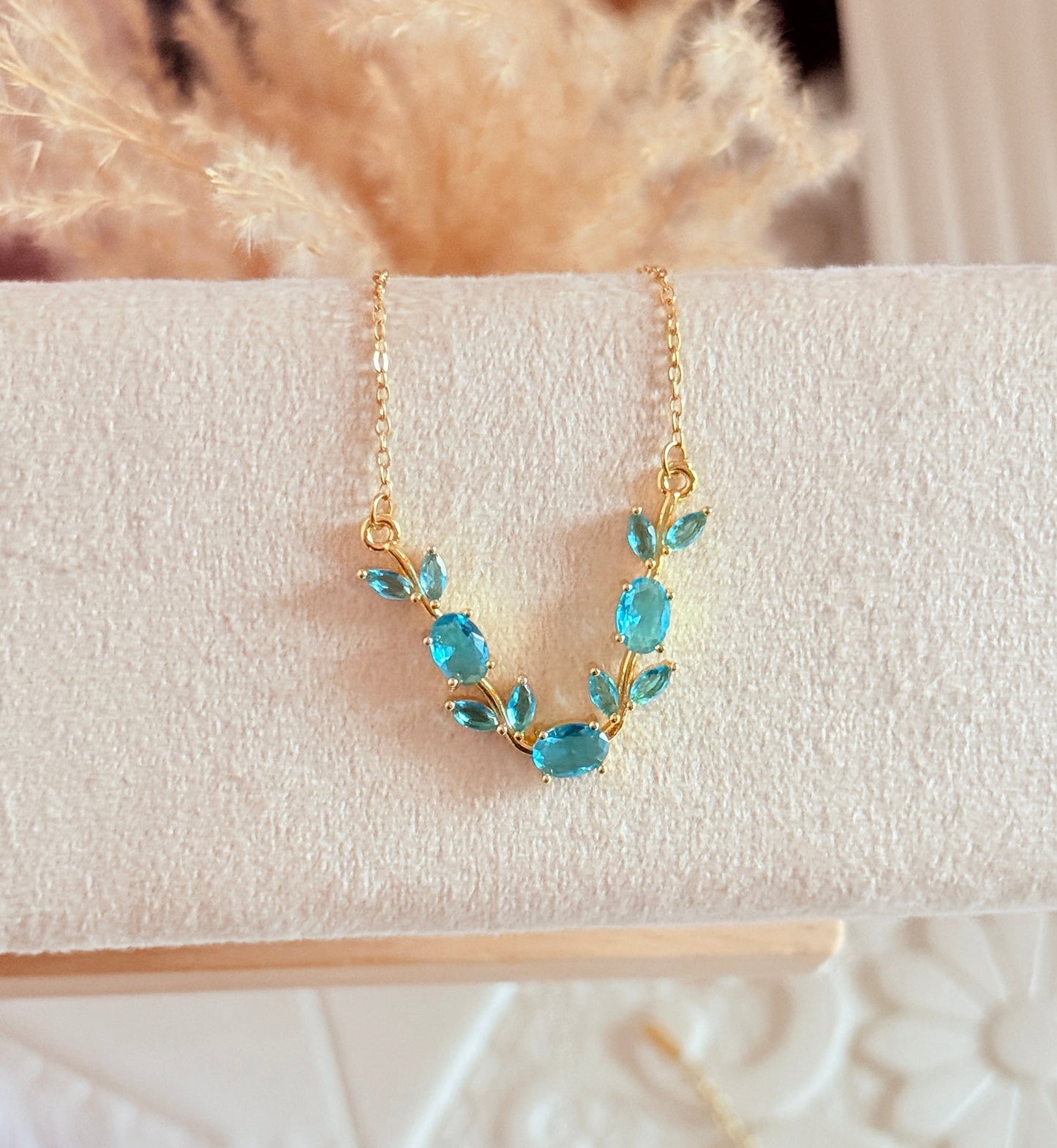 Aqua tulip necklace