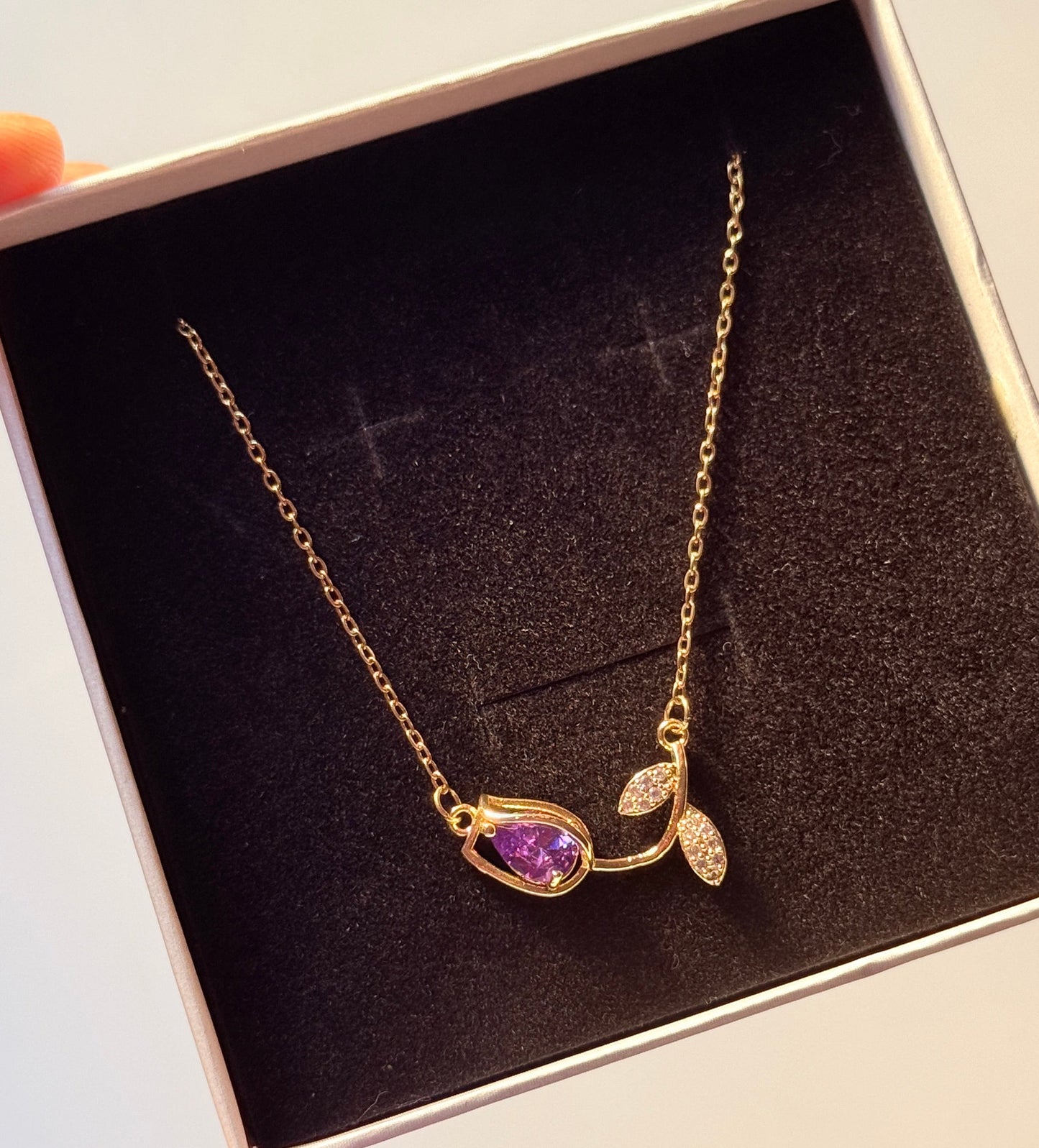 Purple tulip necklace