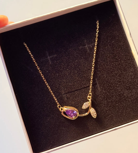 Purple tulip necklace
