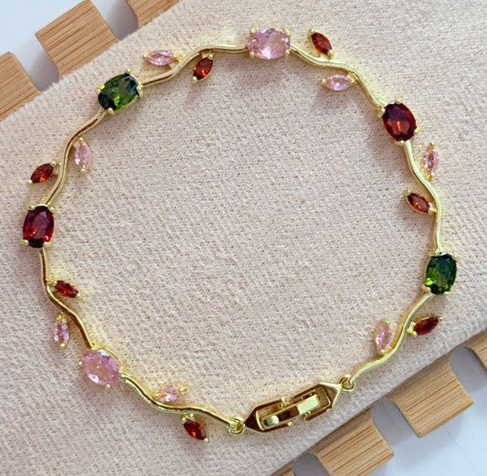 Multi-coloured 2 tulip bracelet
