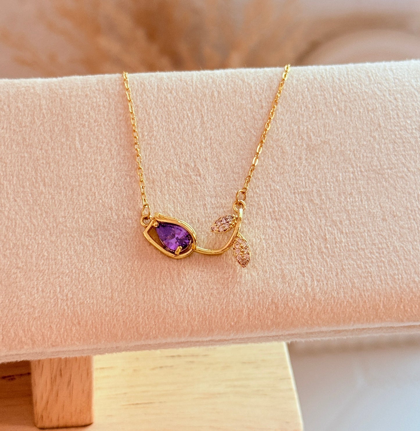Purple tulip necklace
