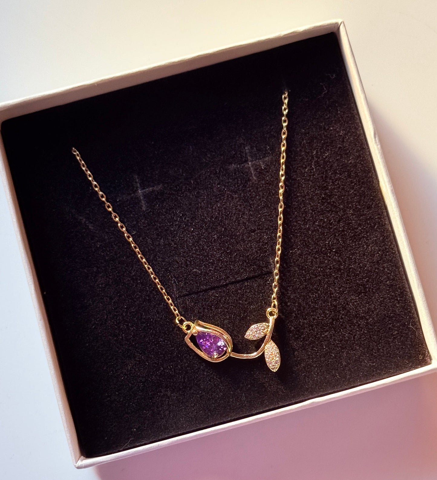 Purple tulip necklace