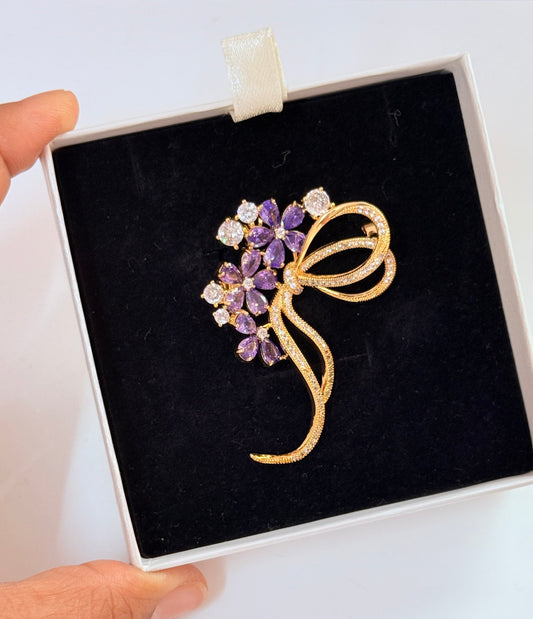 Purple Bow brooch